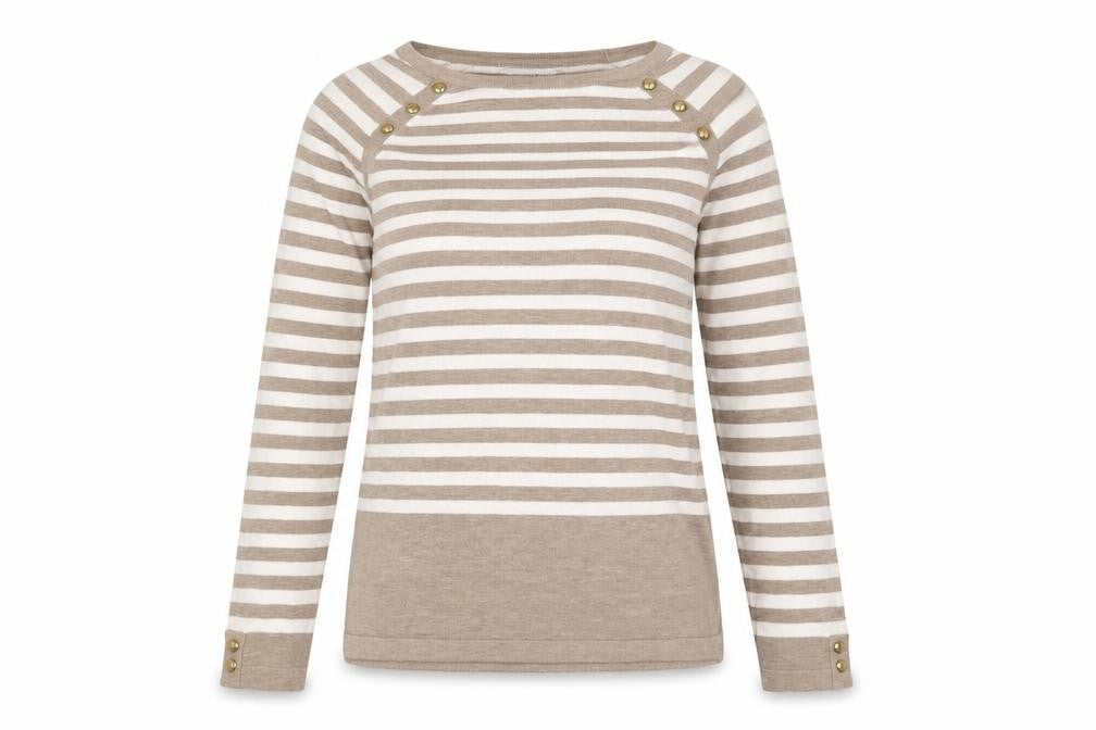 Karen Scott Womens Beige Scoop Neck Striped Acrylic Pullover Jumper Size XS