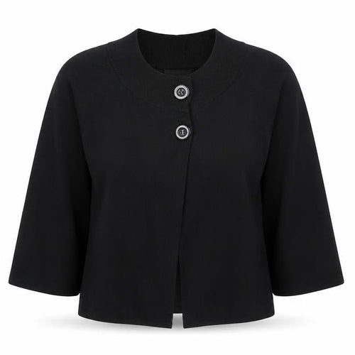 Cable & Gauge Womens Black Round Neck Viscose Cardigan Jumper Size M