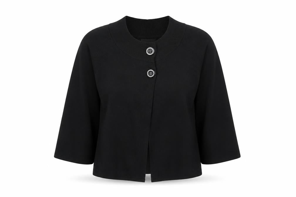 Cable & Gauge Womens Black Round Neck Viscose Cardigan Jumper Size M
