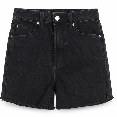 Denim & Co. Womens Black Cotton Boyfriend Shorts Size 6 Regular Zip