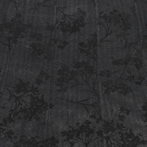 Garfield & Marks Womens Black Floral Cotton A-Line Skirt Size 18 Zip