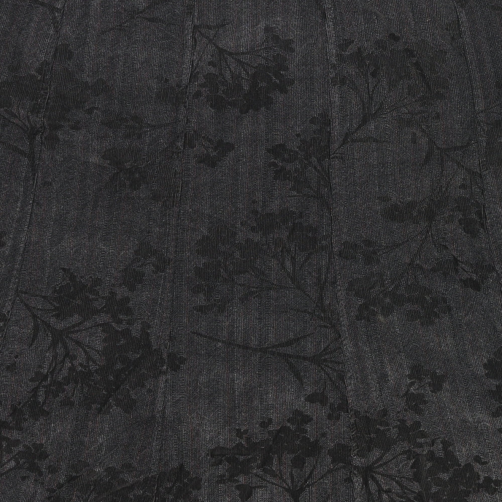 Garfield & Marks Womens Black Floral Cotton A-Line Skirt Size 18 Zip