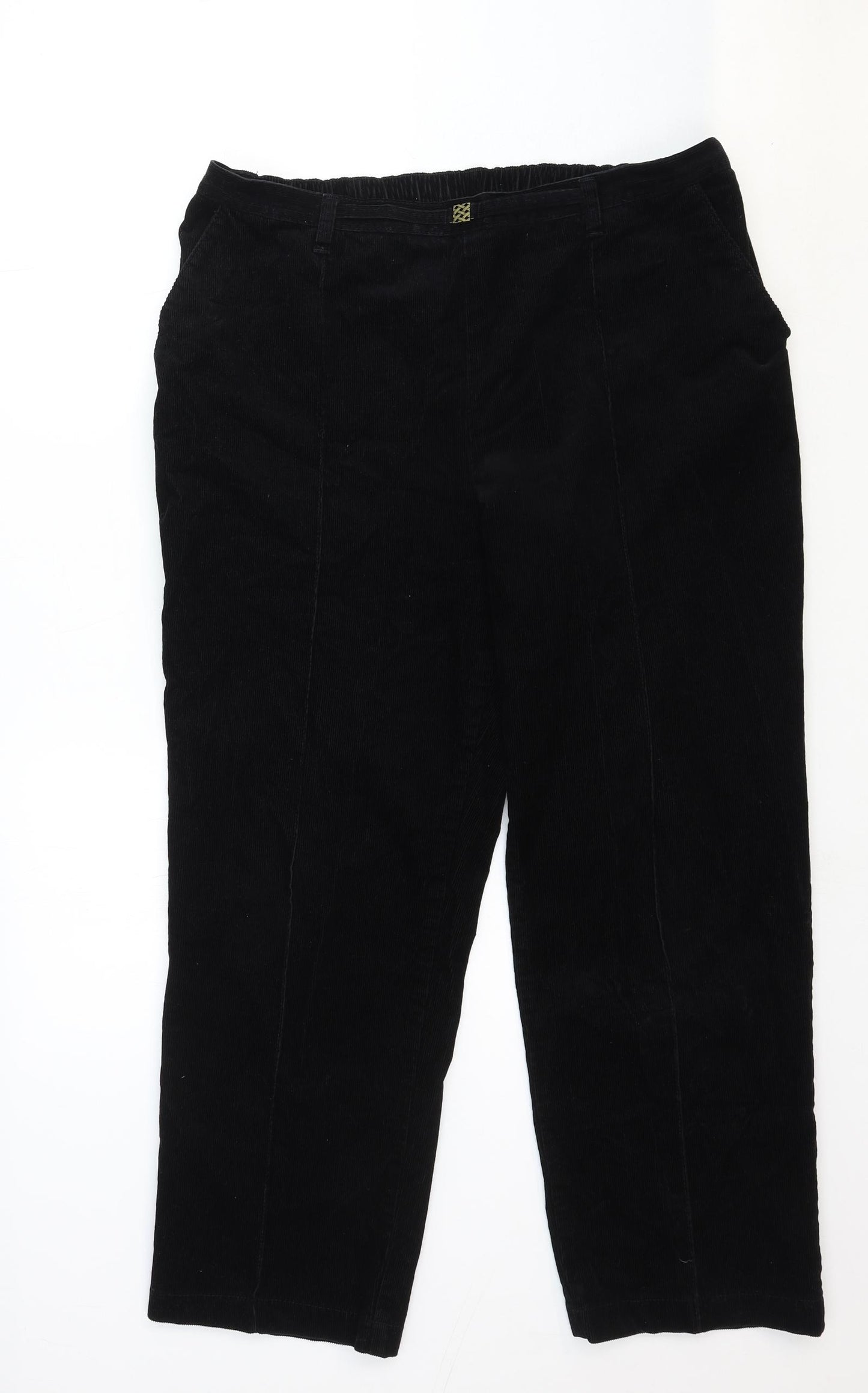 Marks and Spencer Womens Black Cotton Pedal Pusher Trousers Size 16 Regular
