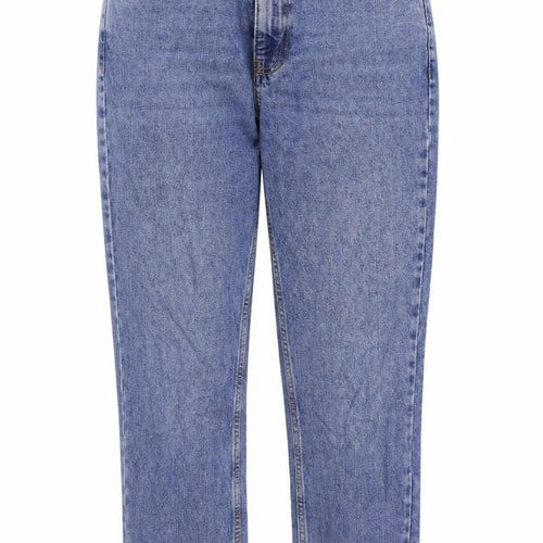 Topshop Womens Blue Cotton Straight Jeans Size 28 in Regular Zip