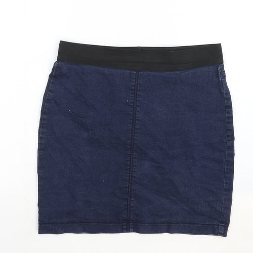 Marks and Spencer Womens Blue Cotton A-Line Skirt Size 10