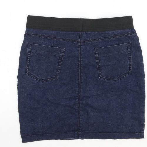 Marks and Spencer Womens Blue Cotton A-Line Skirt Size 10