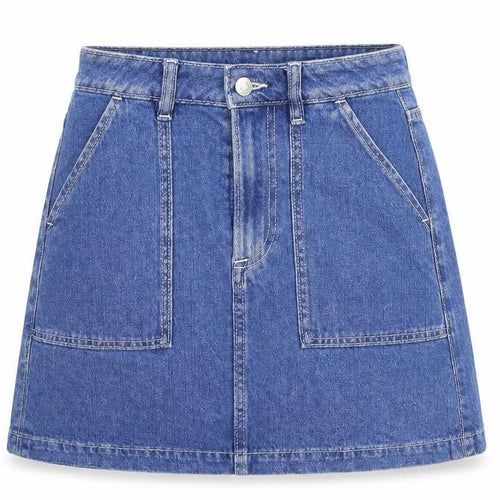 &Denim Womens Blue Cotton A-Line Skirt Size 6 Zip