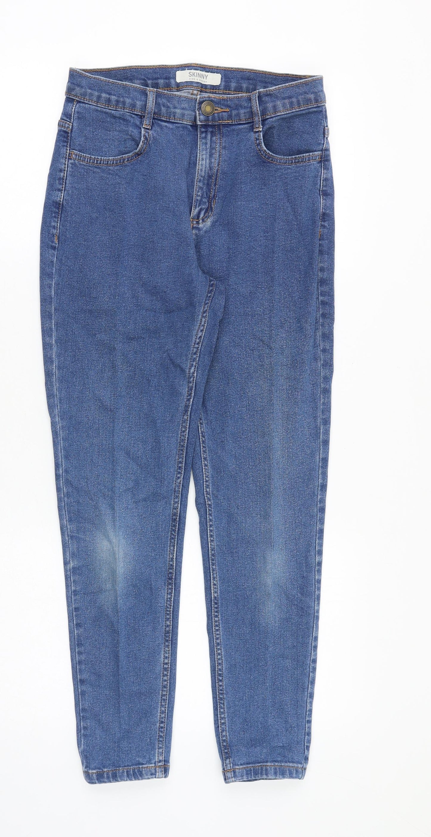 Marks and Spencer Womens Blue Cotton Skinny Jeans Size 8 Slim Zip