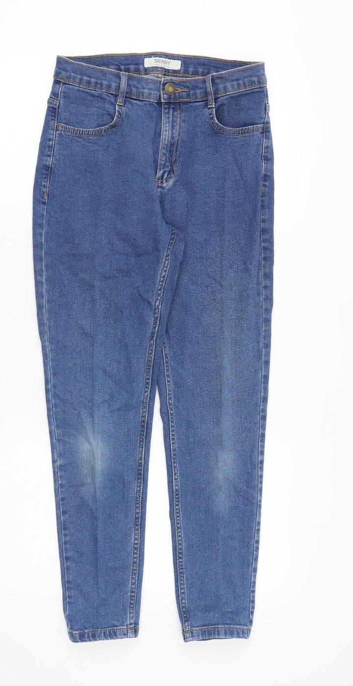 Marks and Spencer Womens Blue Cotton Skinny Jeans Size 8 Slim Zip
