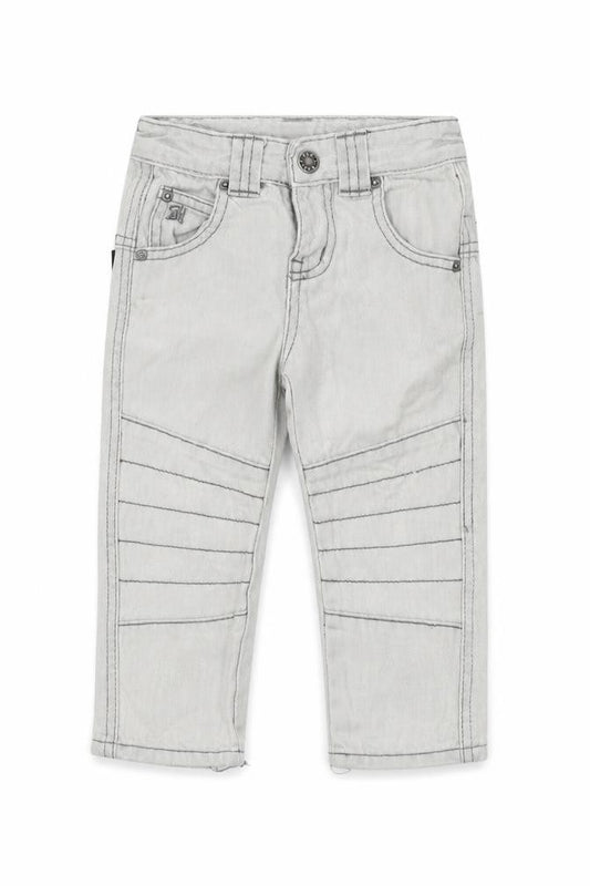 Front view of babyk Baby Grey Cotton Jogger Jeans, size 12-18, Months L50 cm Zip