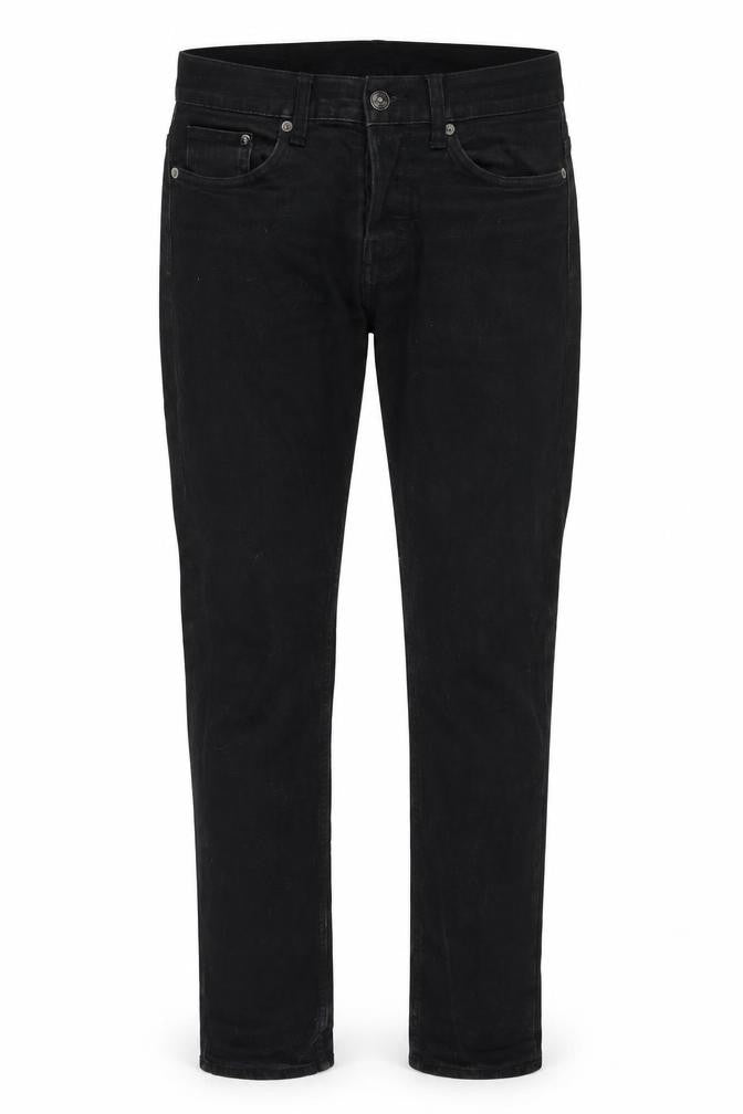 &Denim Mens Black Cotton Straight Jeans Size 28 in Slim Button