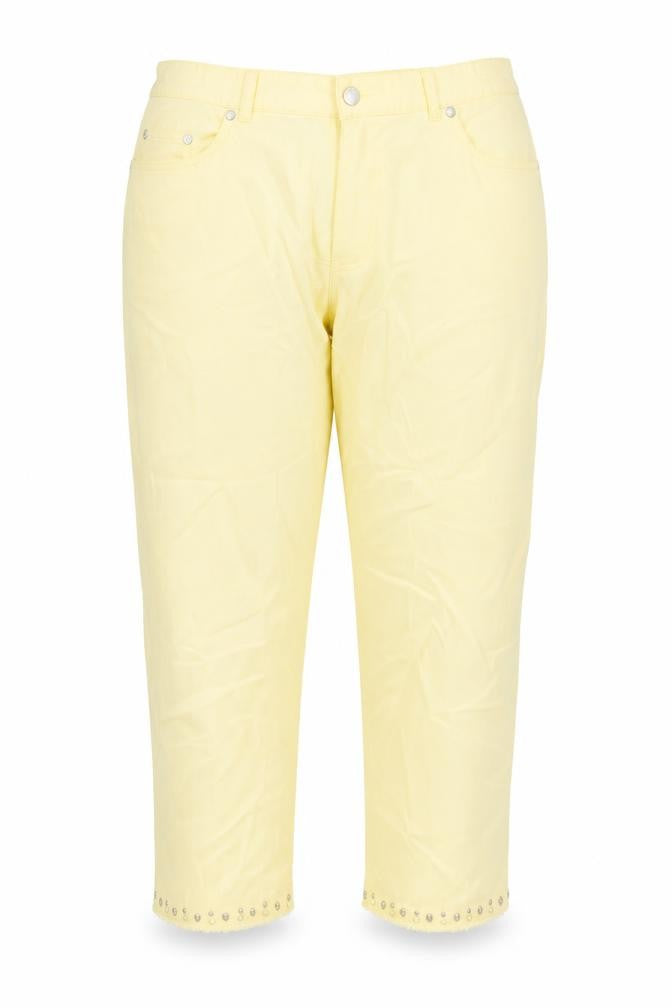 Preworn Womens Yellow Cotton Straight Jeans Size 34 in Regular Button
