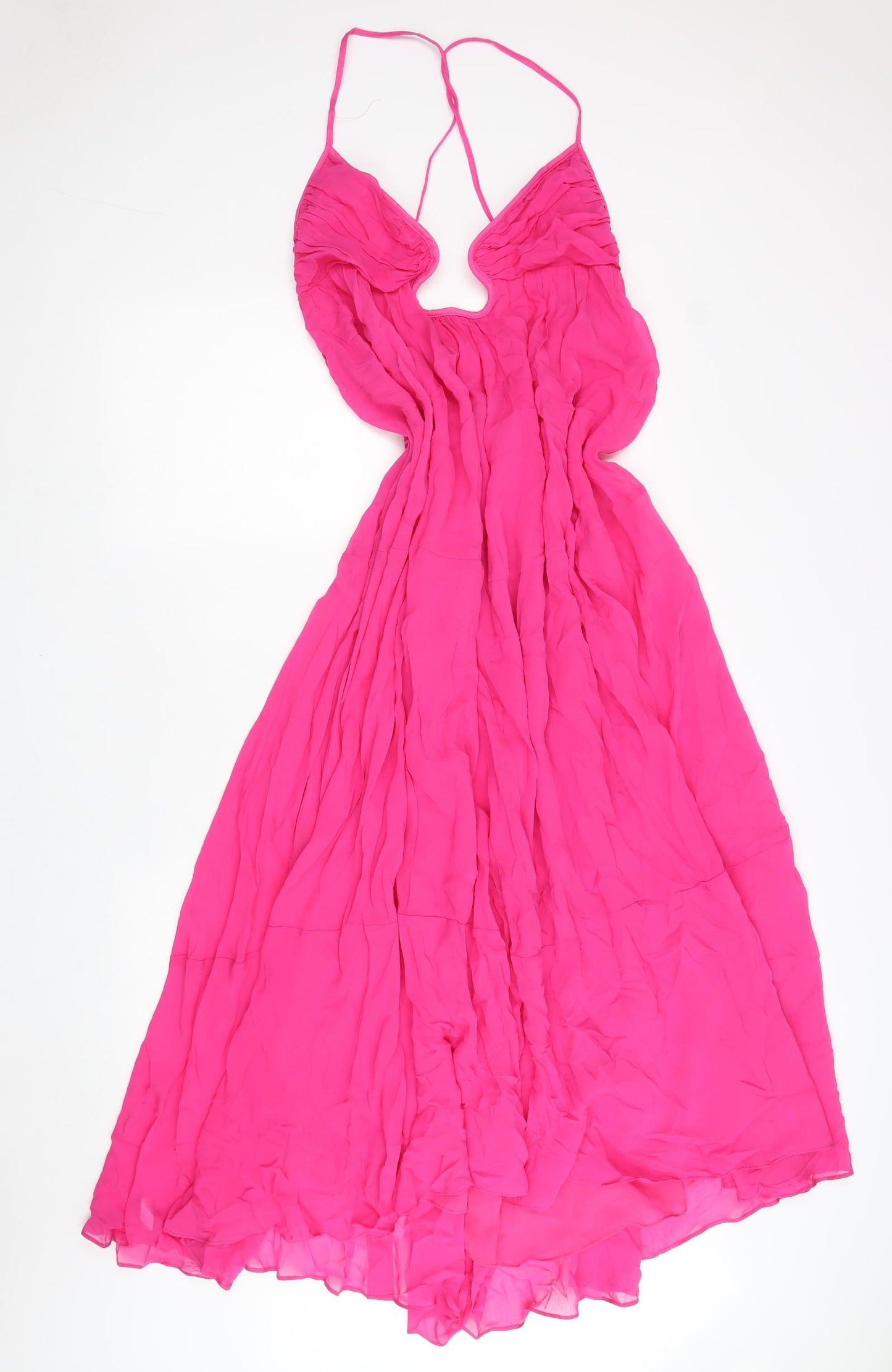 Zara Womens Pink Viscose Slip Dress Size S Sweetheart Pullover - Backless