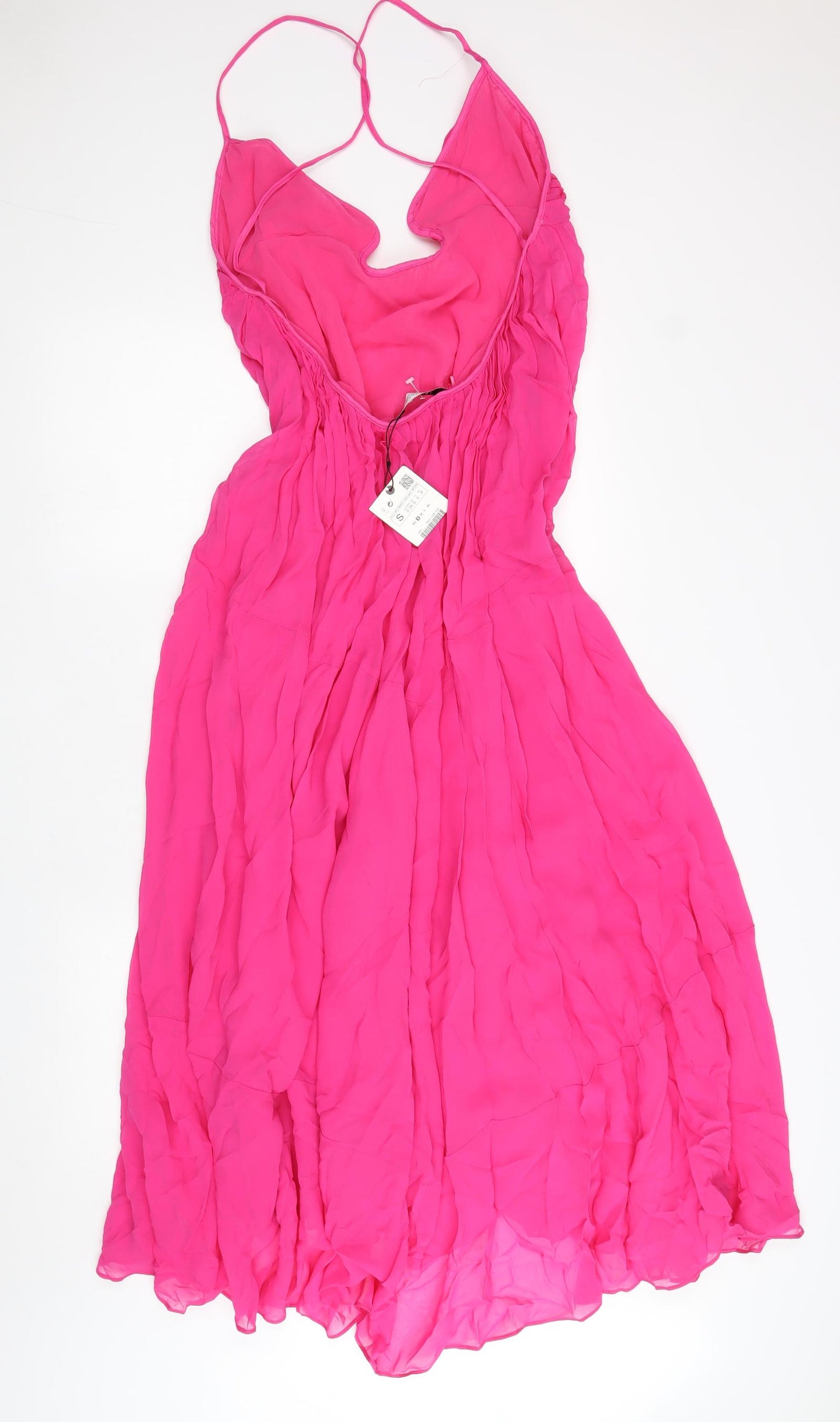 Zara Womens Pink Viscose Slip Dress Size S Sweetheart Pullover - Backless