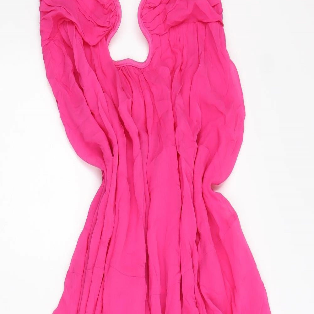 Zara Womens Pink Viscose Slip Dress Size S Sweetheart Pullover - Backless