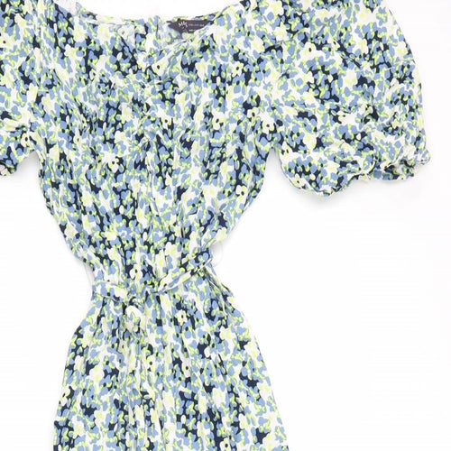 Marks and Spencer Womens Green Floral Viscose Maxi Size 14 Boat Neck Zip