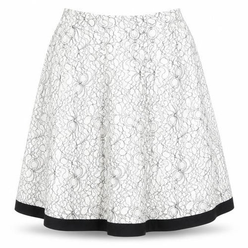 Casamia Womens White Geometric Cotton A-Line Skirt Size 14 Zip