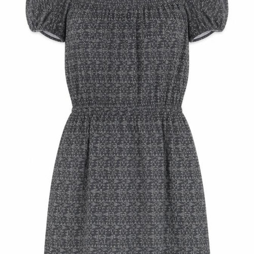 NEXT Womens Grey Geometric Viscose Fit & Flare Size 8 Off the Shoulder Pullover - Bardot