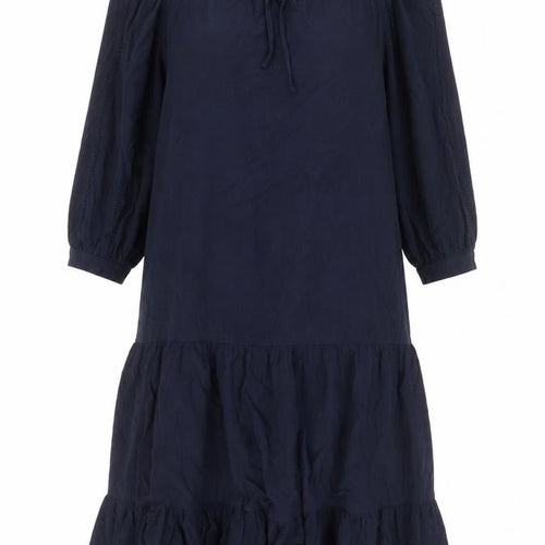 Marks and Spencer Womens Blue Viscose A-Line Size S Round Neck Tie