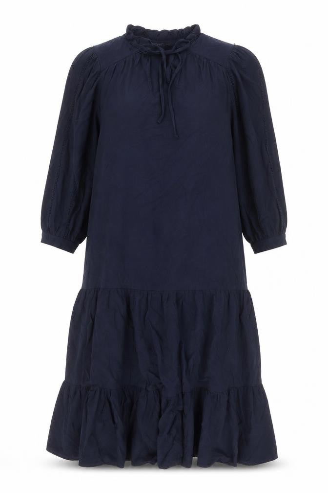 Marks and Spencer Womens Blue Viscose A-Line Size S Round Neck Tie