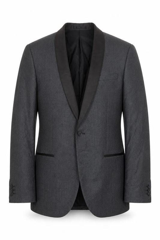 Front view of Next men’s grey polyester jacket suit jacket, size 40, regular