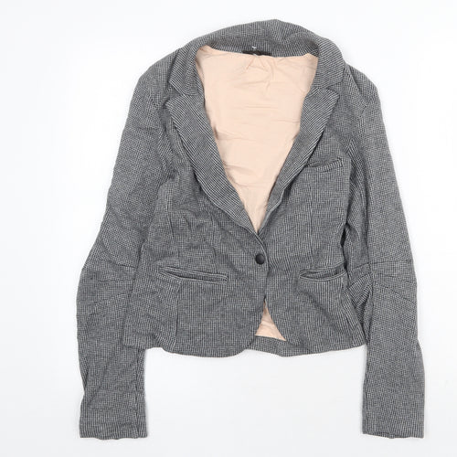 Topshop Womens Grey Geometric Jacket Blazer Size 8 Button