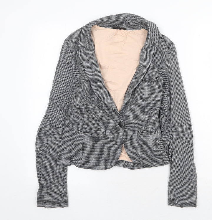 Topshop Womens Grey Geometric Jacket Blazer Size 8 Button