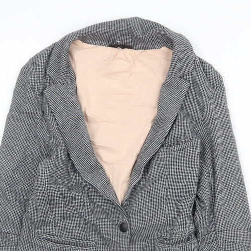 Topshop Womens Grey Geometric Jacket Blazer Size 8 Button