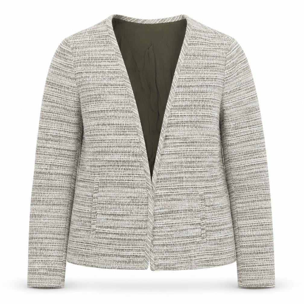 Mango Womens Grey Striped Jacket Blazer Size M