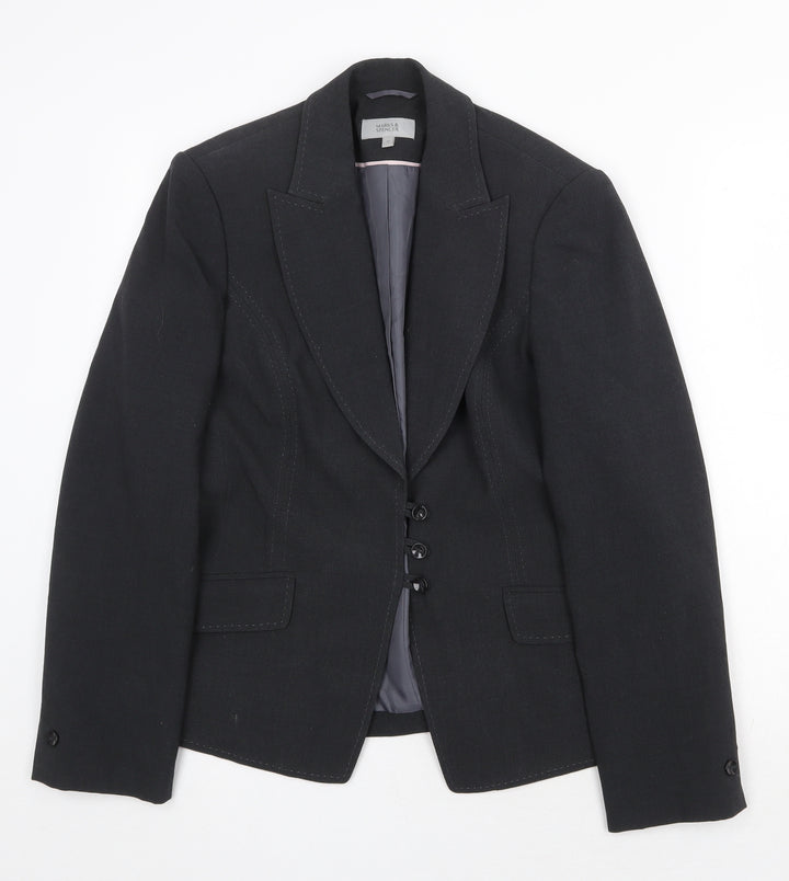 Marks and Spencer Womens Grey Polyester Jacket Blazer Size 14 Button
