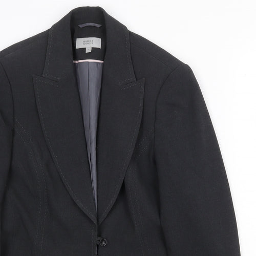 Marks and Spencer Womens Grey Polyester Jacket Blazer Size 14 Button