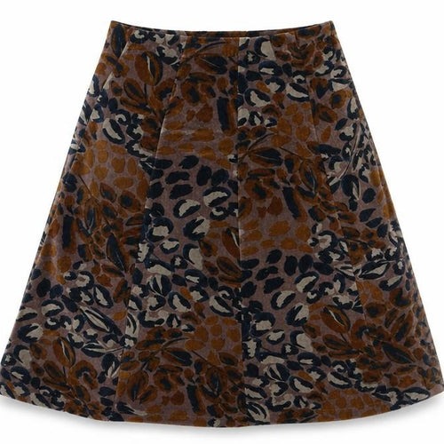 Preworn Womens Multicoloured Animal Print Cotton Swing Skirt Size 30 in - Leopard Pattern
