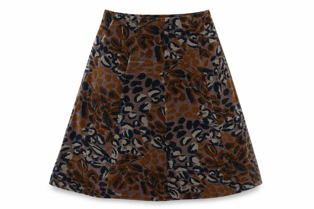 Preworn Womens Multicoloured Animal Print Cotton Swing Skirt Size 30 in - Leopard Pattern