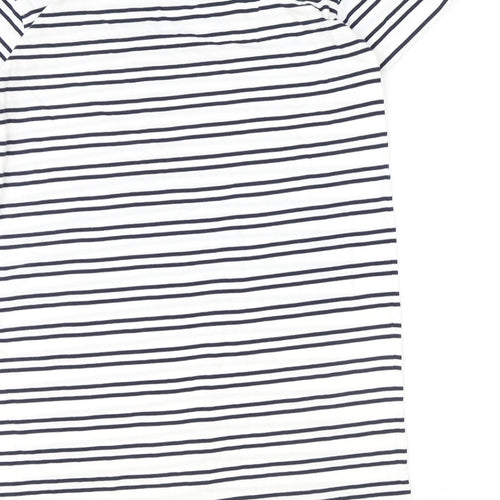 Marks and Spencer Womens Ivory Striped 100% Cotton T-Shirt Dress Size 10 Round Neck Pullover