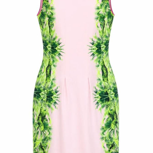 Coast Womens Pink Floral Cotton Pencil Dress Size 8 Boat Neck Zip