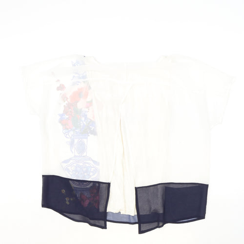 Phase Eight Womens Ivory Floral Polyester Basic Blouse Size 8 Boat Neck