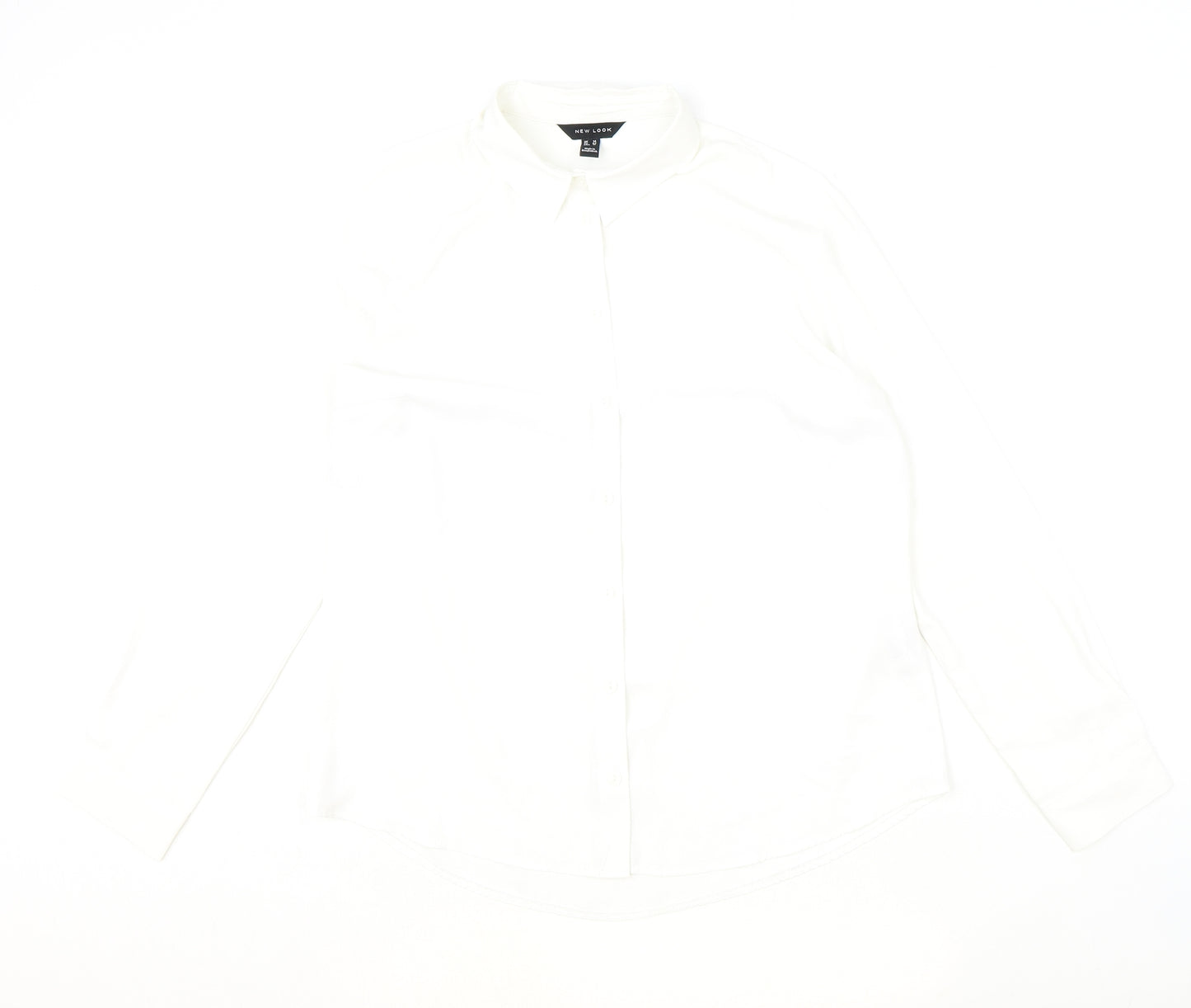 New Look Womens Ivory Polyester Basic Button-Up Size 14 Collared