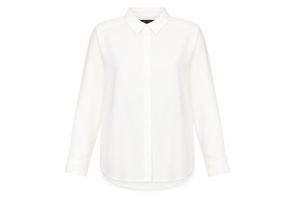 New Look Womens Ivory Polyester Basic Button-Up Size 14 Collared