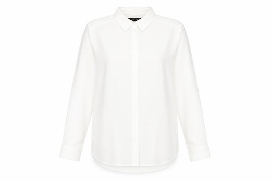 Front view of New Look women’s ivory polyester basic button-up, size UK 14, collared