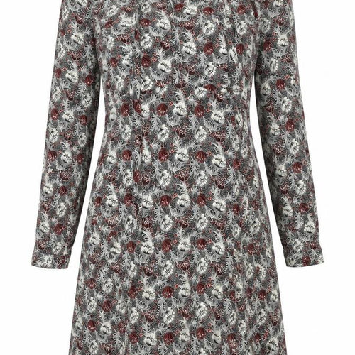 Marks and Spencer Womens Black Geometric Viscose A-Line Size 10 V-Neck Zip