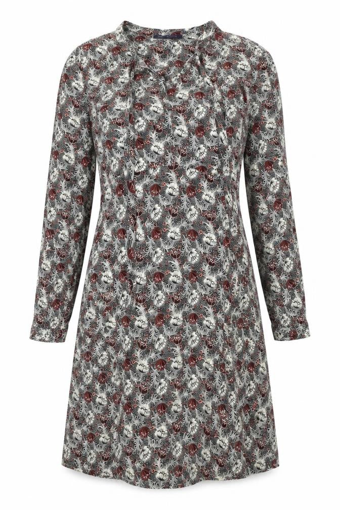 Marks and Spencer Womens Black Geometric Viscose A-Line Size 10 V-Neck Zip