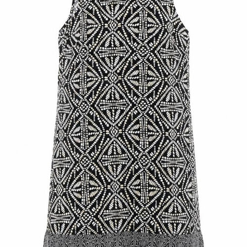Principles Womens Black Geometric Viscose Tank Dress Size 12 Round Neck Button