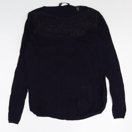 Esprit Womens Blue Boat Neck Polyamide Pullover Jumper Size XS Pullover