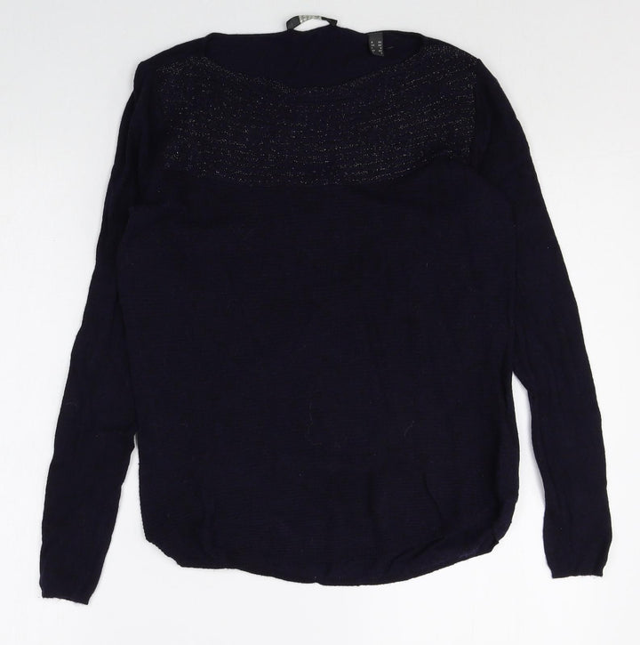 Esprit Womens Blue Boat Neck Polyamide Pullover Jumper Size XS Pullover