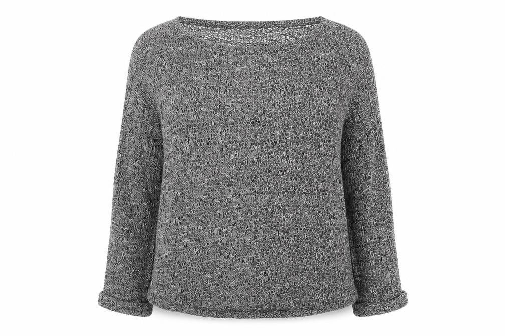Front view of Sparkle & Fade women’s grey round neck rayon jumper, size M, pullover