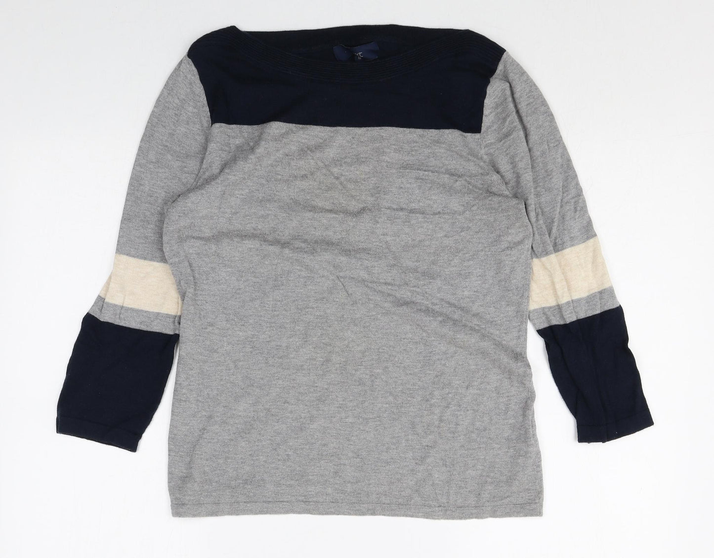 NEXT Womens Multicoloured Boat Neck Cotton Pullover Jumper Size 10 Pullover - Colour Block