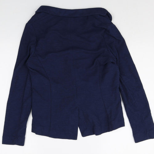 New Look Womens Blue Cotton Jacket Blazer Size 12 Button