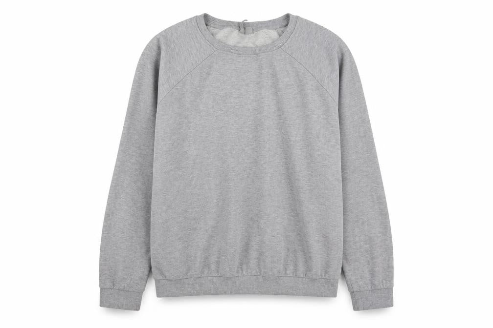 Front view of ASOS women’s grey cotton pullover sweatshirt, size UK 12, pullover