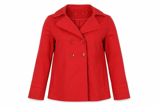Front view of George women’s red jacket, size UK 8, button
