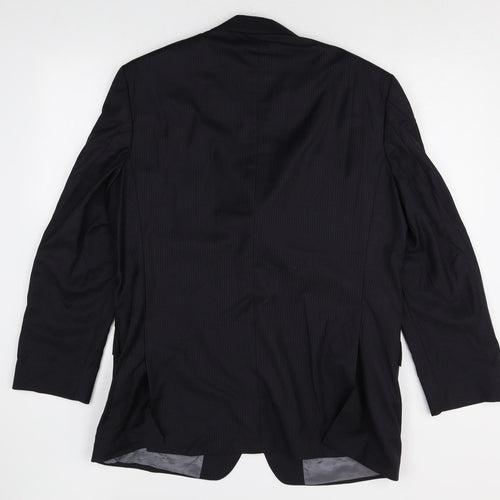 Marks and Spencer Mens Black Striped Wool Jacket Suit Jacket Size 42 Regular